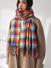 Colorful Mosaic Fringe Hem Scarf Sai Feel